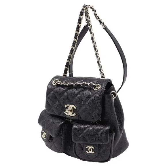 Chanel Small Duma Pockets Drawstring Backpack in Black Caviar Leather - Picture 2 of 8